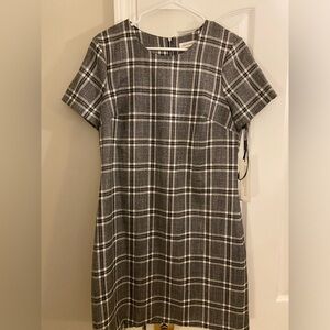 Calvin Klein Plaid Sheath Glitter Tshirt Zipper Dress Size 10
